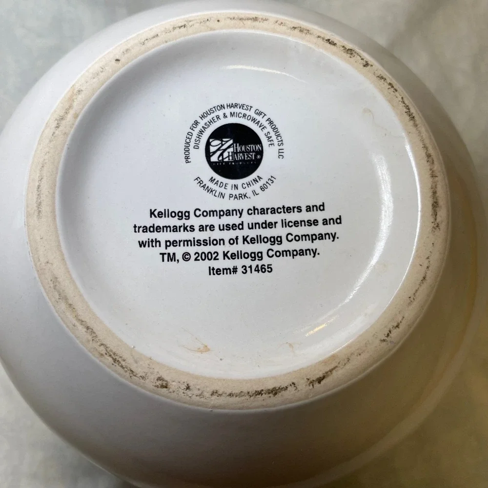 Tony the Tiger Kellogg's Cereal Bowls Set of 2 2002 Houston Harvest Ceramic